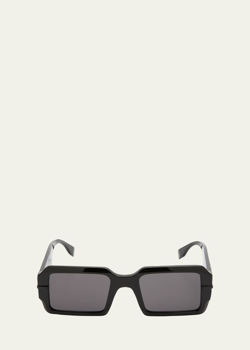 Fendi Men's Raised Logo Rectangle Sunglasses