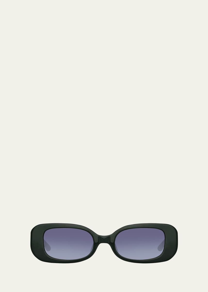 Linda Farrow Lola Rectangle Acetate & Nylon Sunglasses
