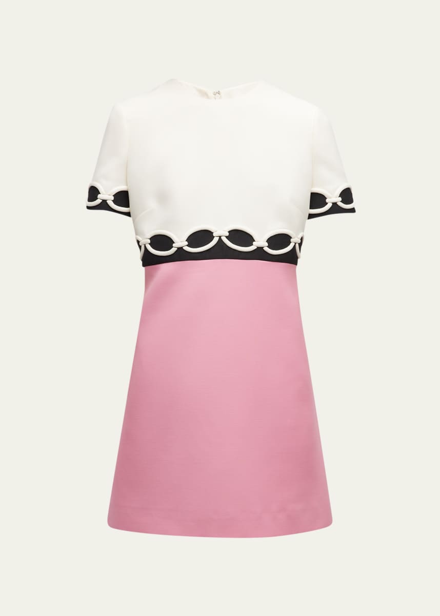 Valentino Garavani Contrast Mini Dress with Embroidered Chain Detail