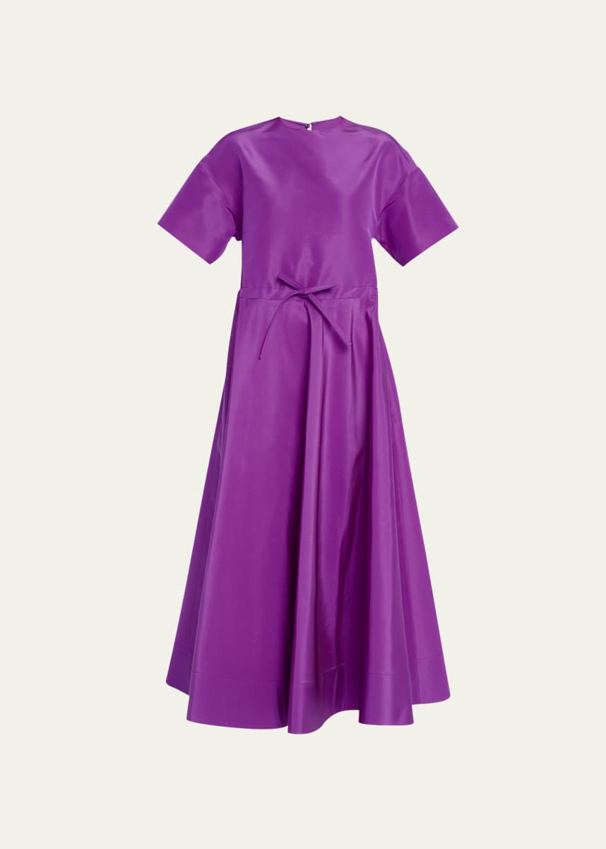 Valentino Garavani Cinched Waist Silk Midi Dress
