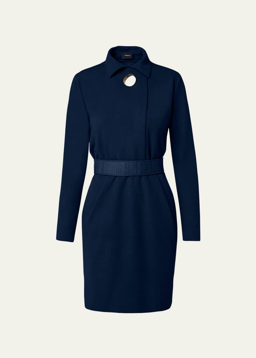 Akris Belted Blazer Dress w/ Accent Button