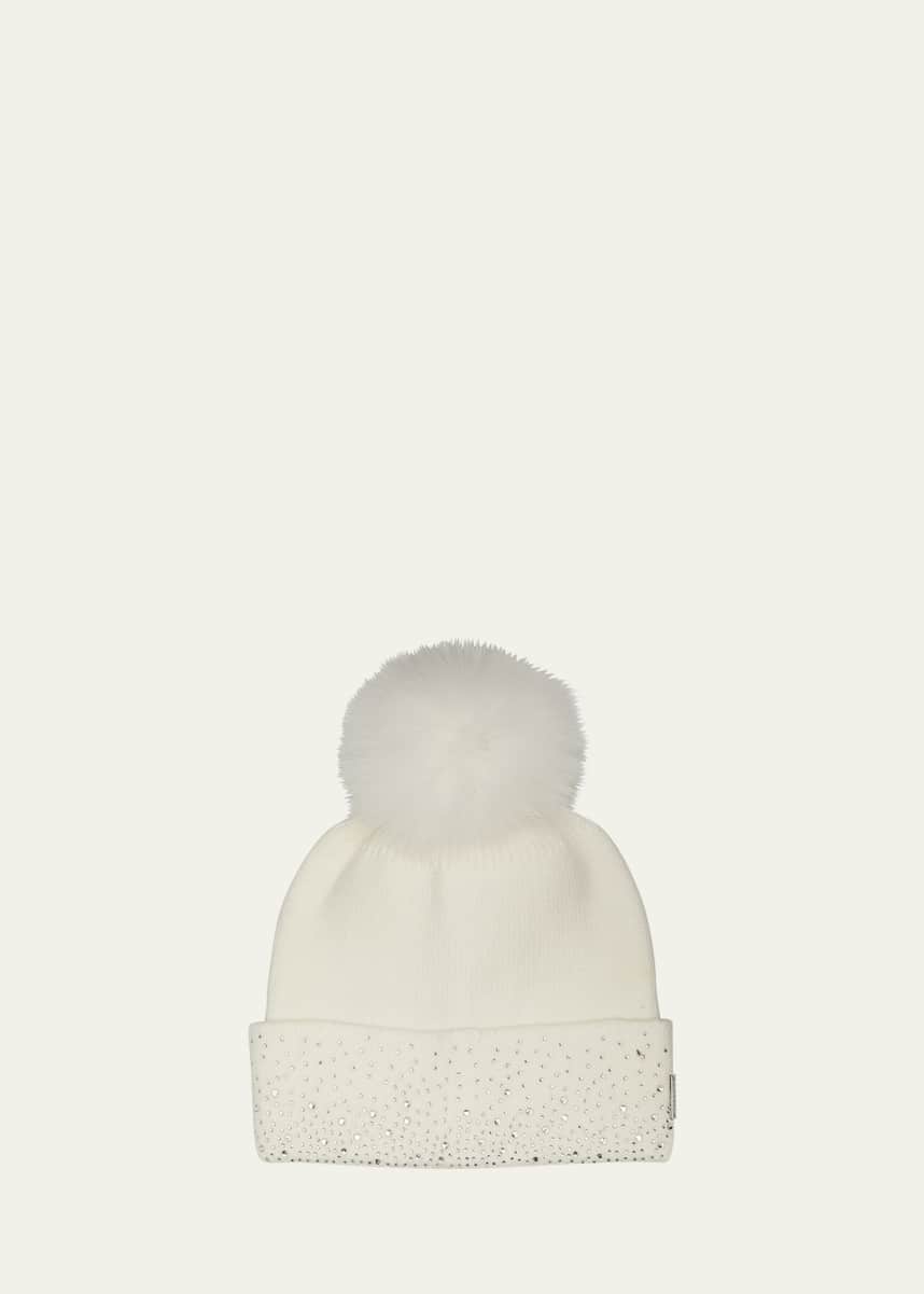 Gorski Embellished Toscana Lamb Pom Knit Beanie