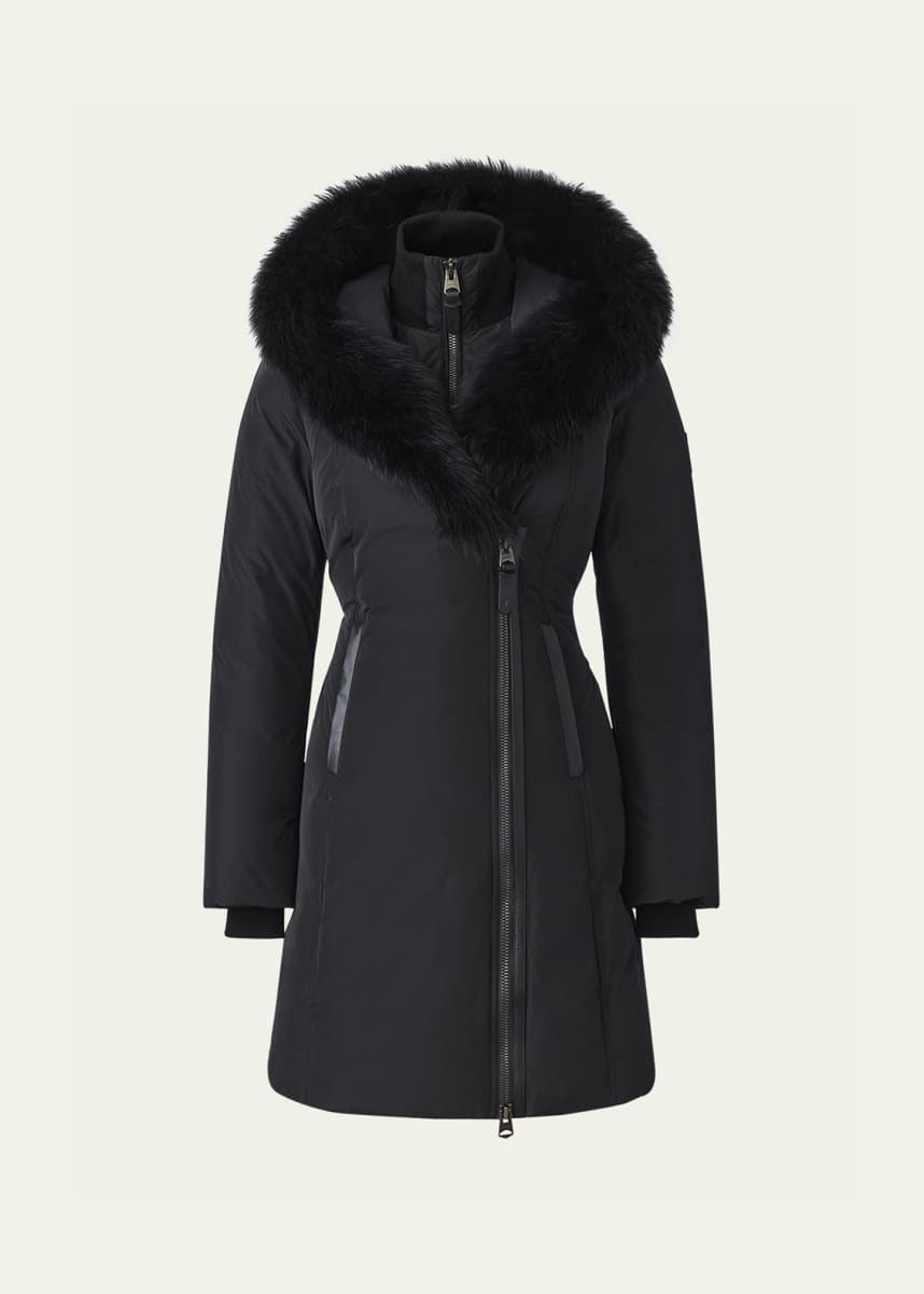 Mackage Kay Layered Parka Coat w/ Shearling Trim