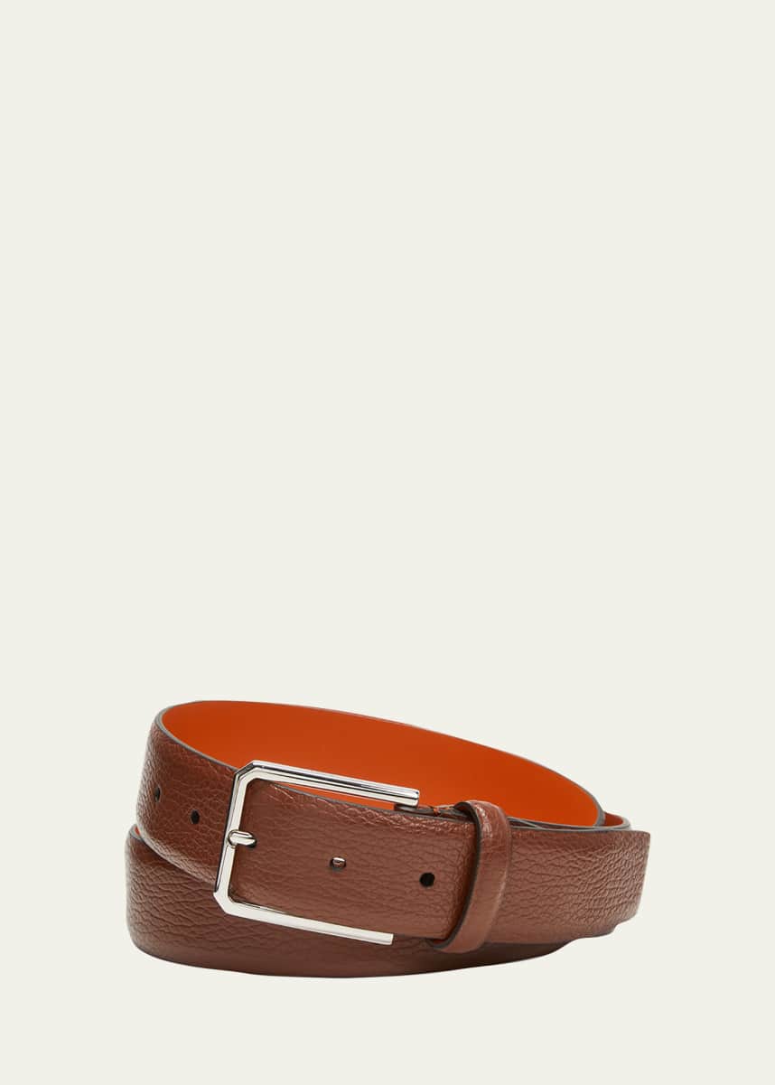 Santoni Men's Grained Leather Belt