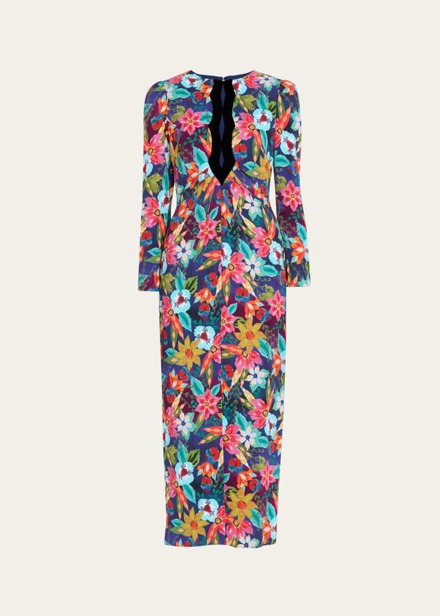 Saloni Jinx-C Velvet Cutout Midi Dress