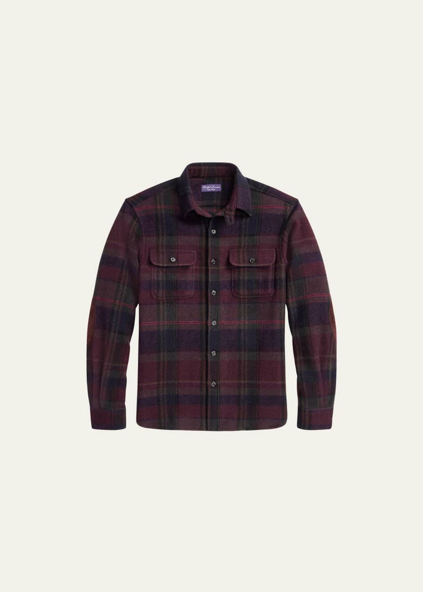 Ralph Lauren Purple Label Men's James Sport Shirt w/ Suede Elbow Patches