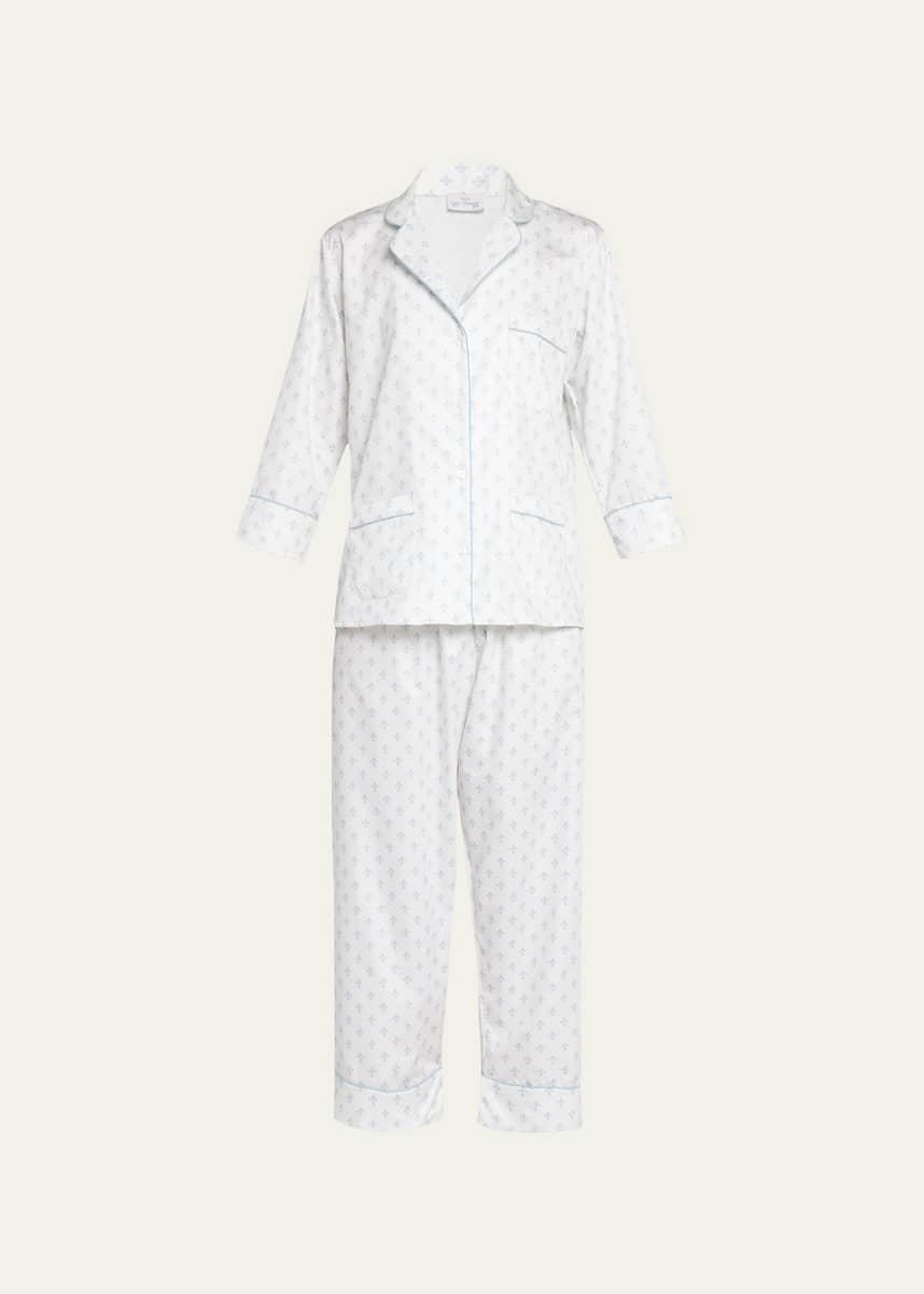 Pour Les Femmes Printed Cropped Cotton Pajama Set