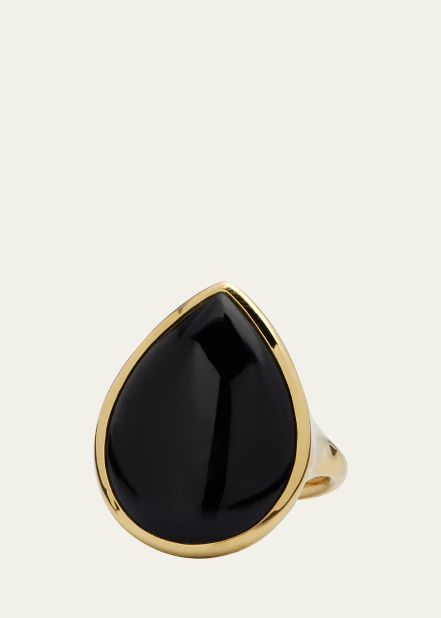 Ippolita 18K Polished Rock Candy Medium Teardrop Ring in Onyx; Size 7
