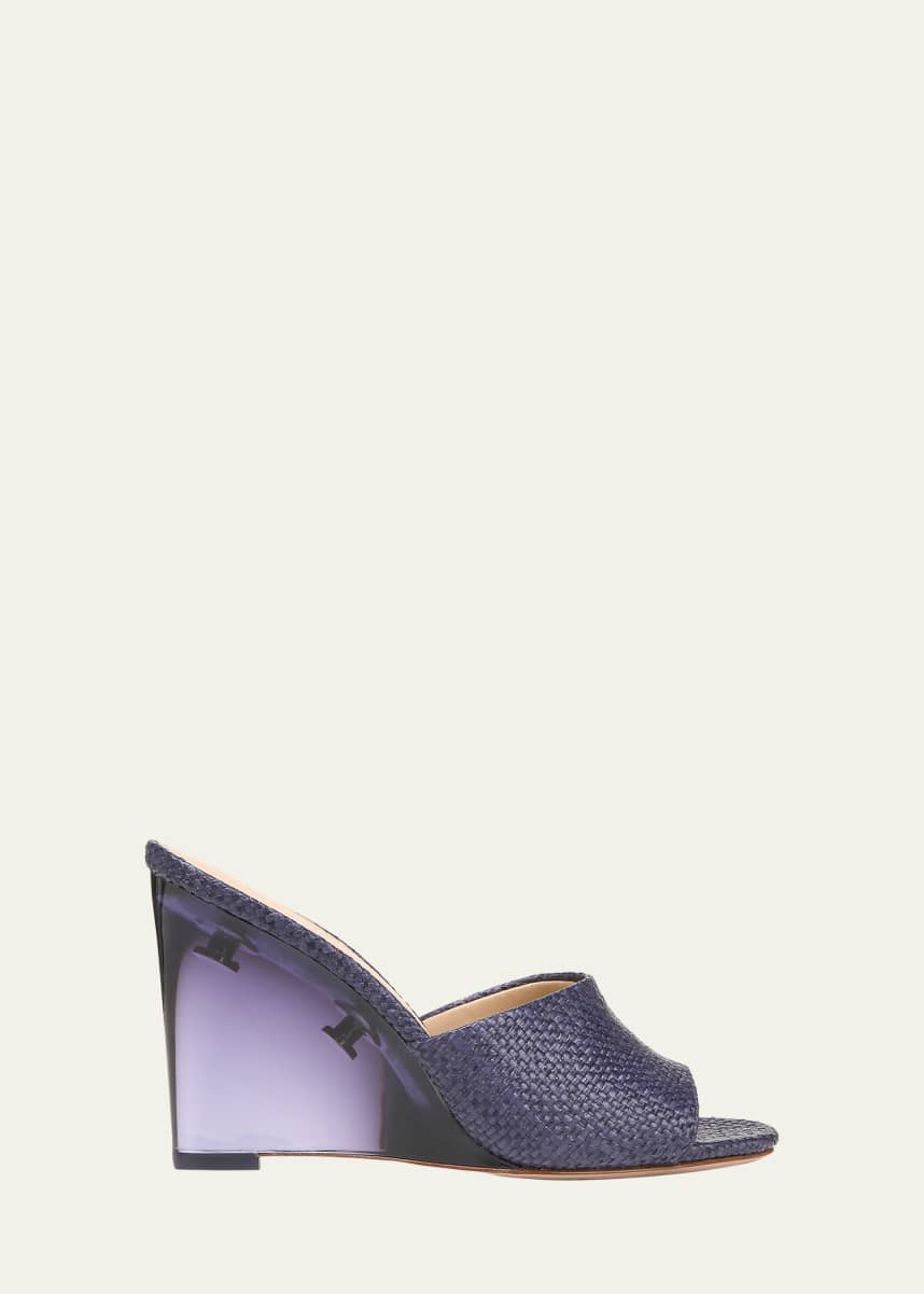 Veronica Beard Dali Lucite Woven Wedge Sandals