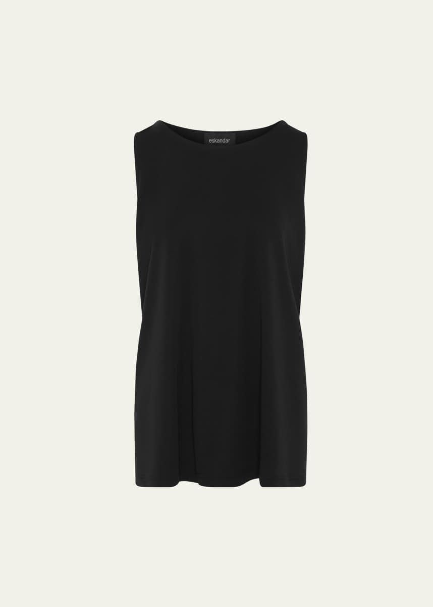 Eskandar A-Line Round-Neck Long Shell Top