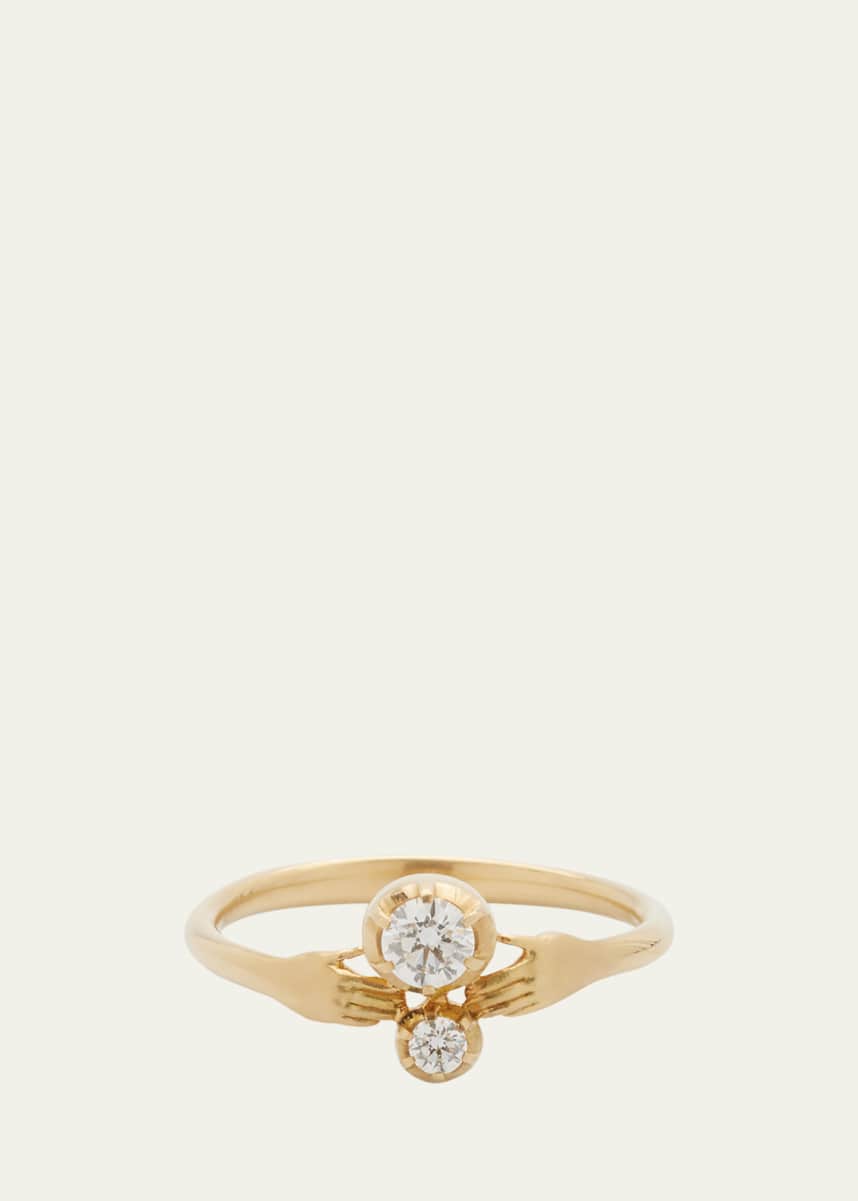 Anthony Lent Tiny Hands Ring with Diamonds in 18k Gold