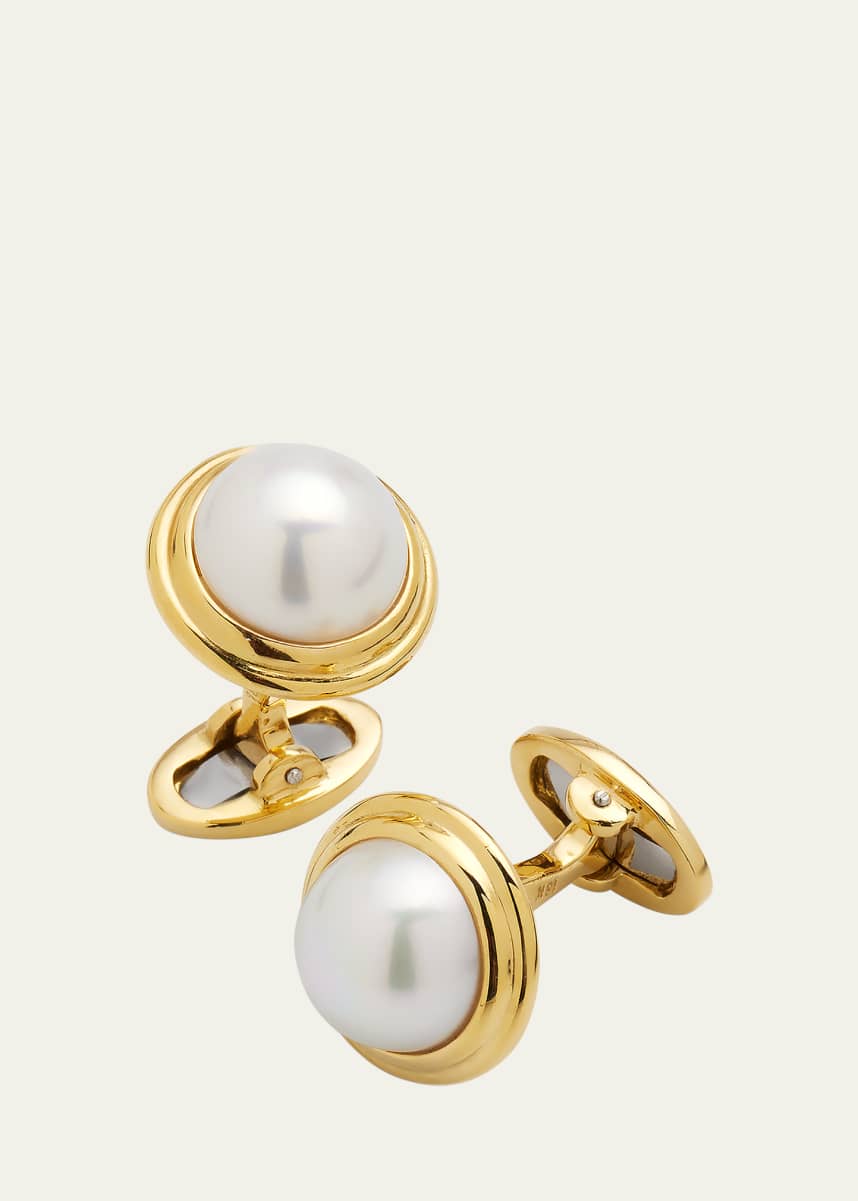 Jan Leslie Men's 18K Gold Mabe Pearl Cufflinks