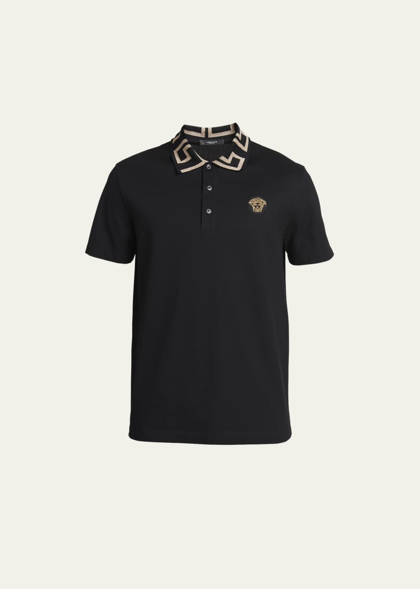 Versace Men's Greca-Collar Polo Shirt
