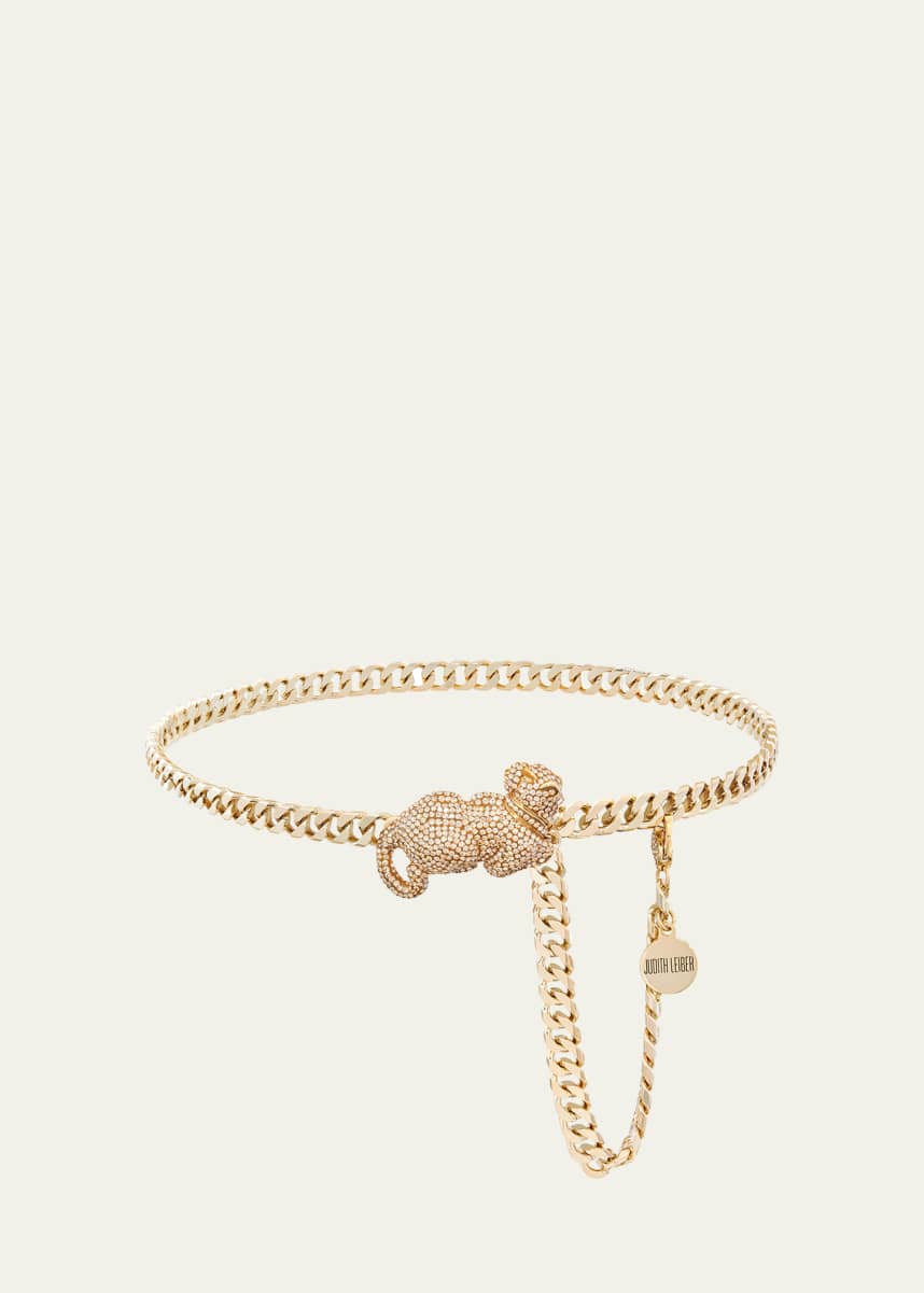 VALENTINO GARAVANI Crystal-embellished gold-tone chain belt