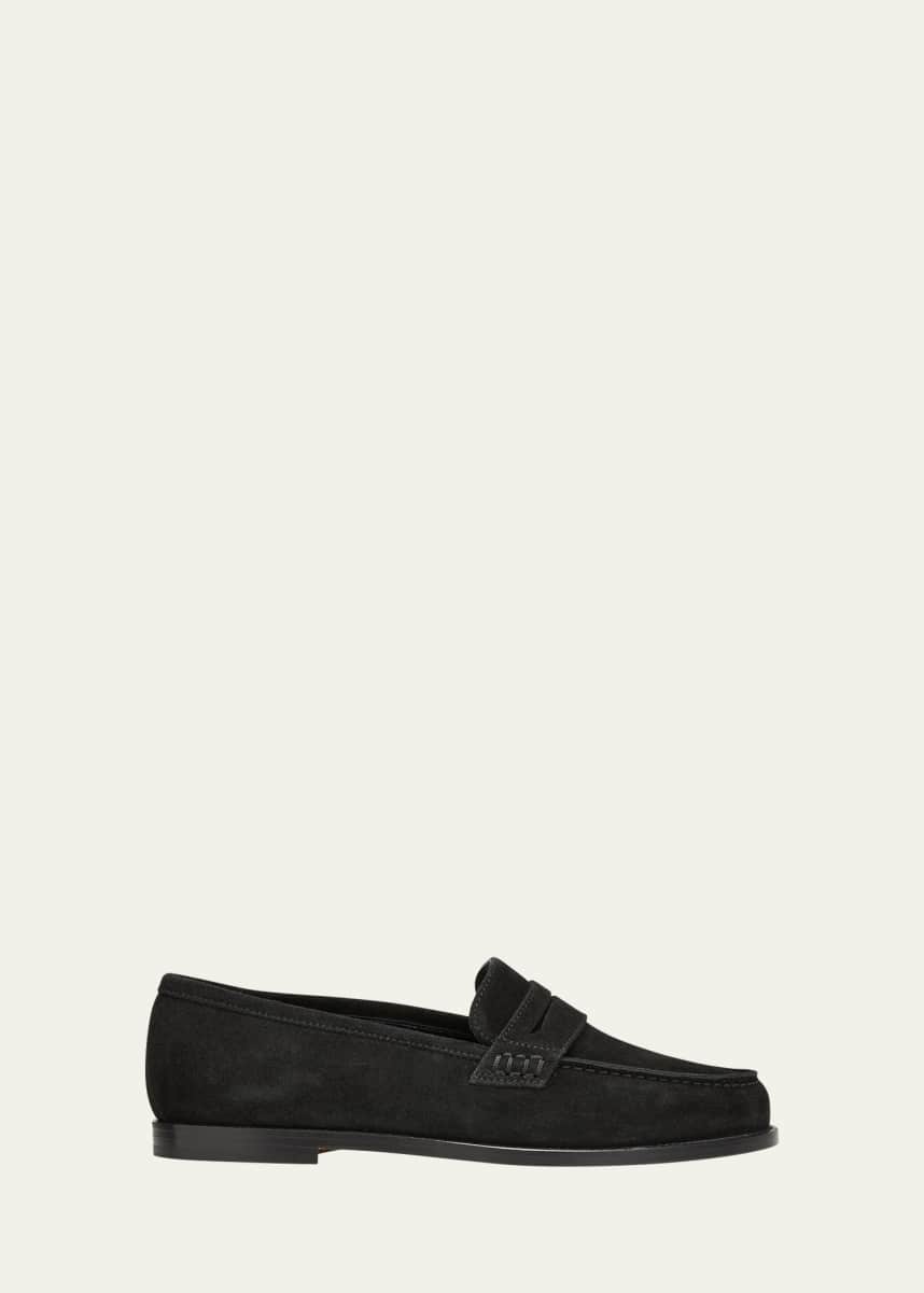 Manolo Blahnik Perrita Suede Penny Loafers