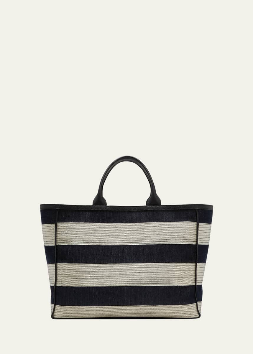 Salvatore Ferragamo Mustique Canvas Beach Bag Gray, $495, Bergdorf Goodman