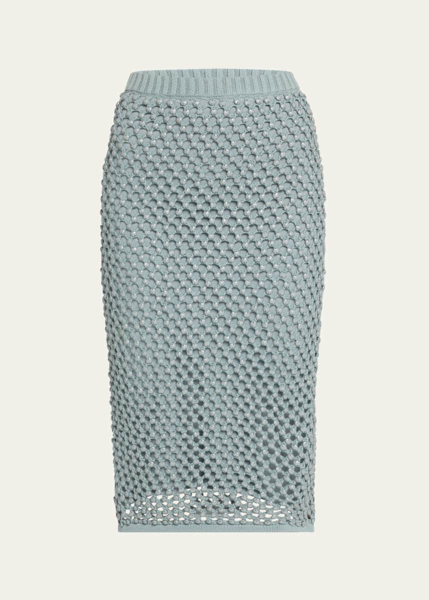 Diotima Crystal Open-Knit Midi Skirt