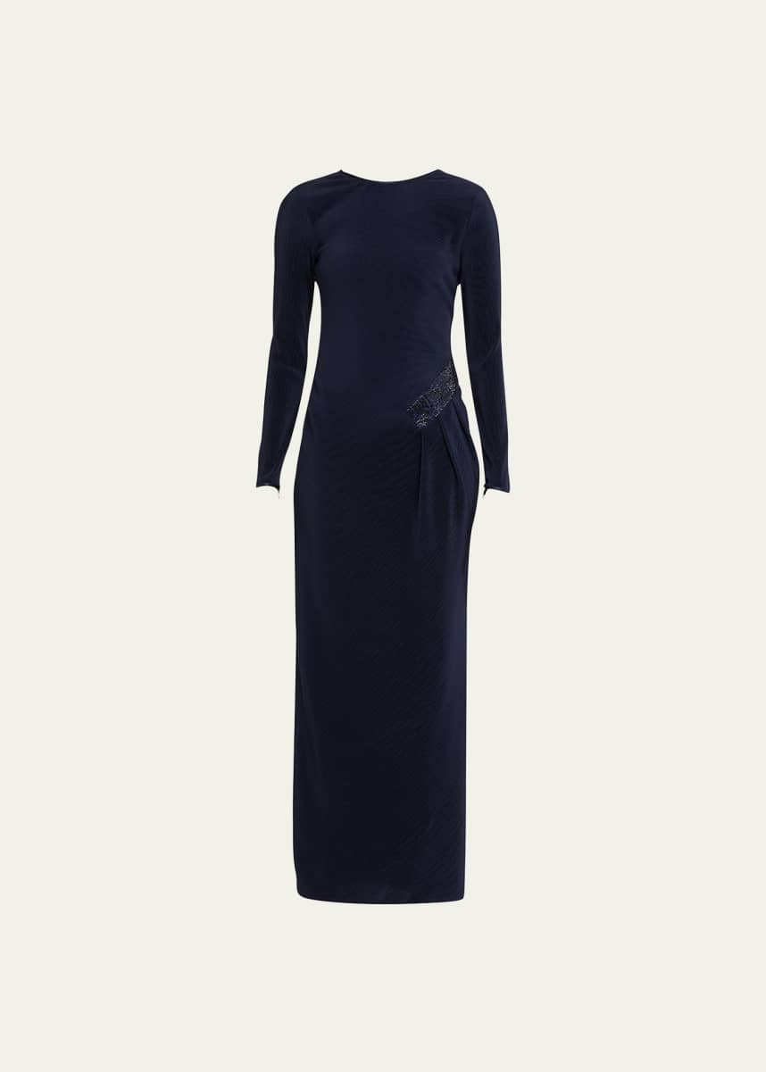 Giorgio Armani Jersey Dress w/ Beaded Hip Detail
