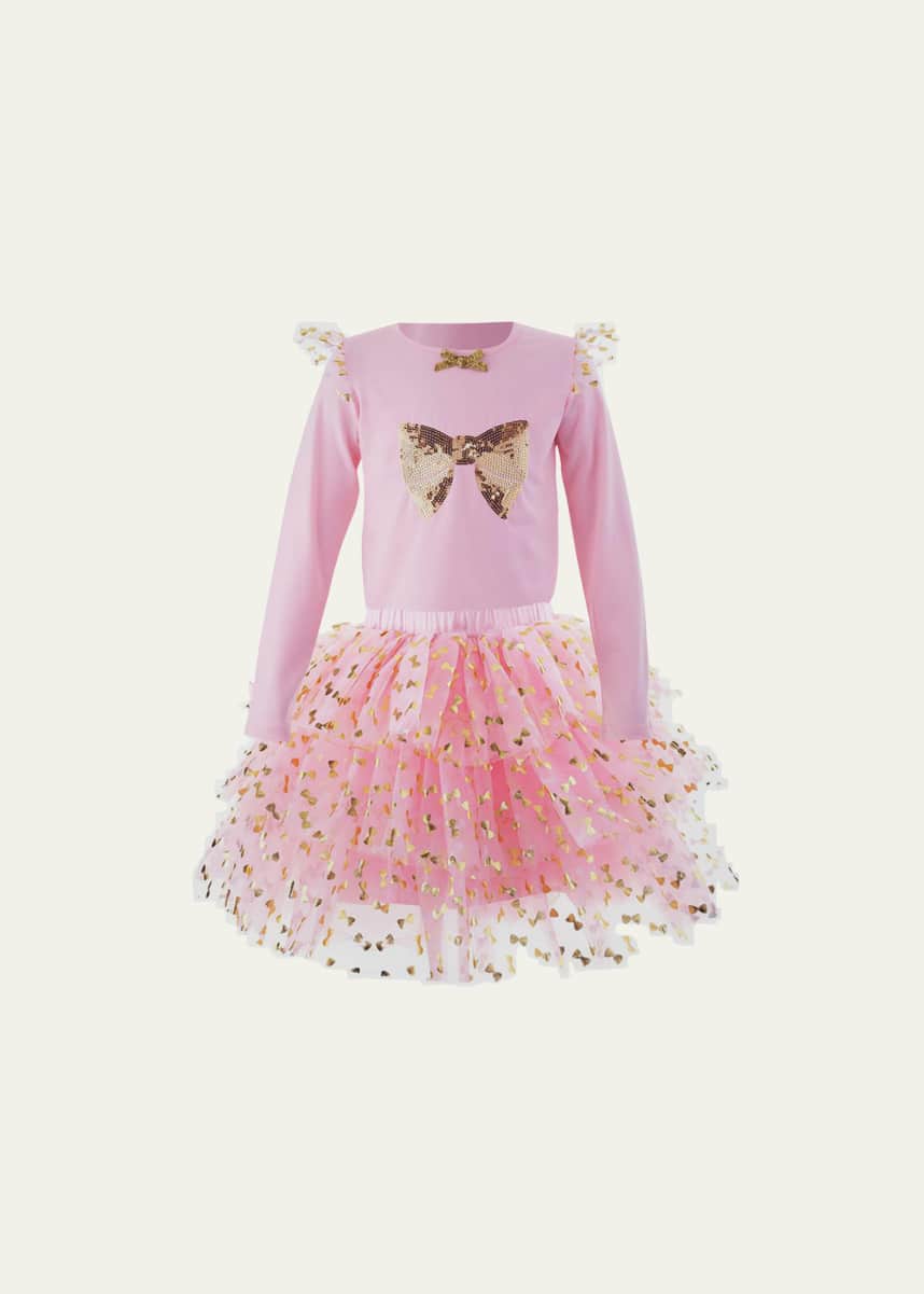 Rachel Riley Girl's Embellished Bow Top & Tutu Skirt Set, Size 2-10