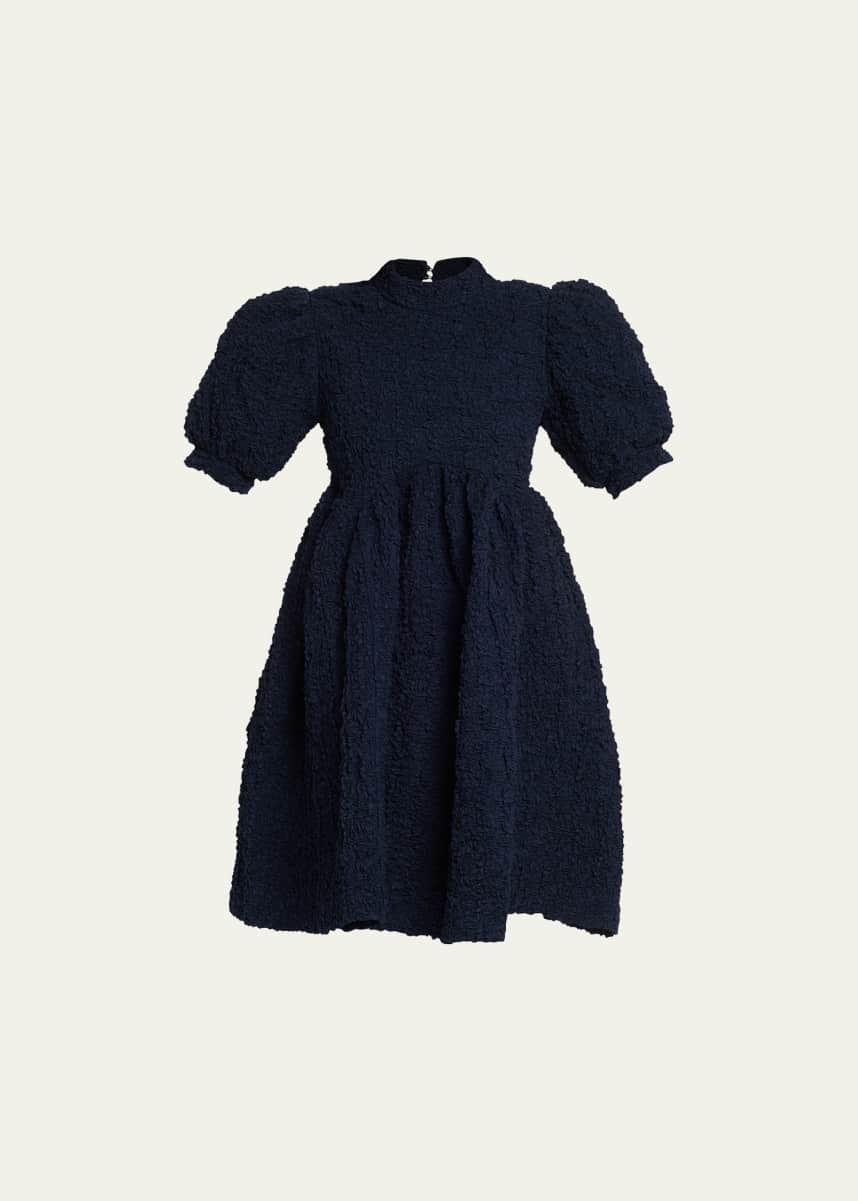 Cecilie Bahnsen Smocked Puff-Sleeve Mini Dress