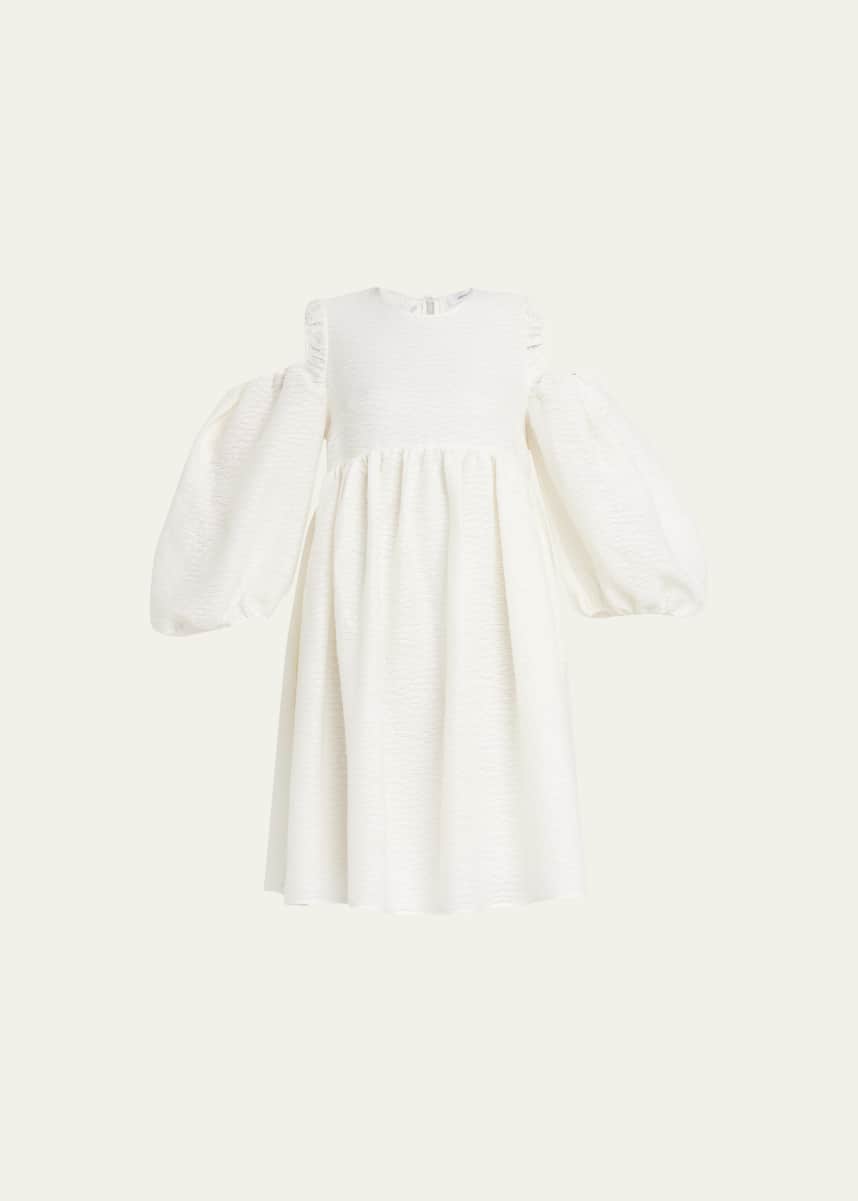 Cecilie Bahnsen Twiggy Jacquard Cutout Puff-Sleeve Midi Dress