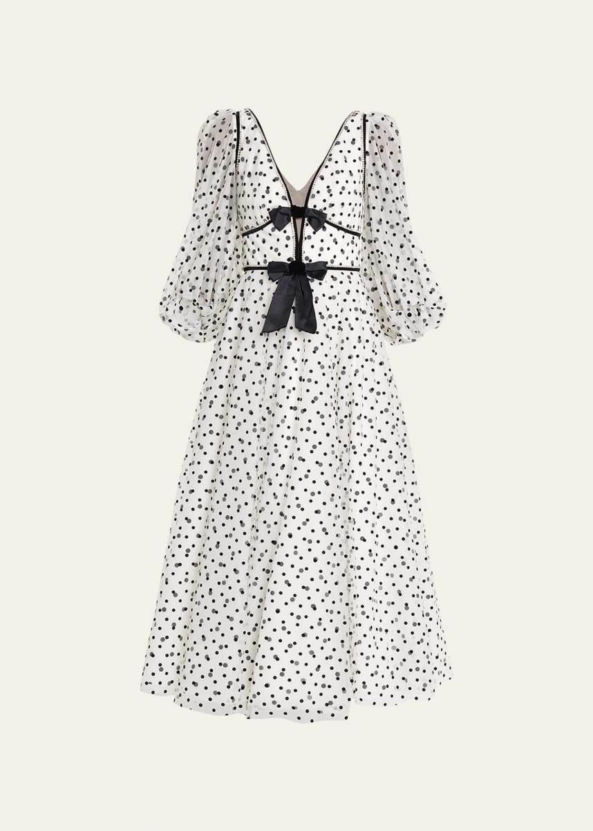 Jenny Packham Purdy Polka Dot Crystal Midi Dress