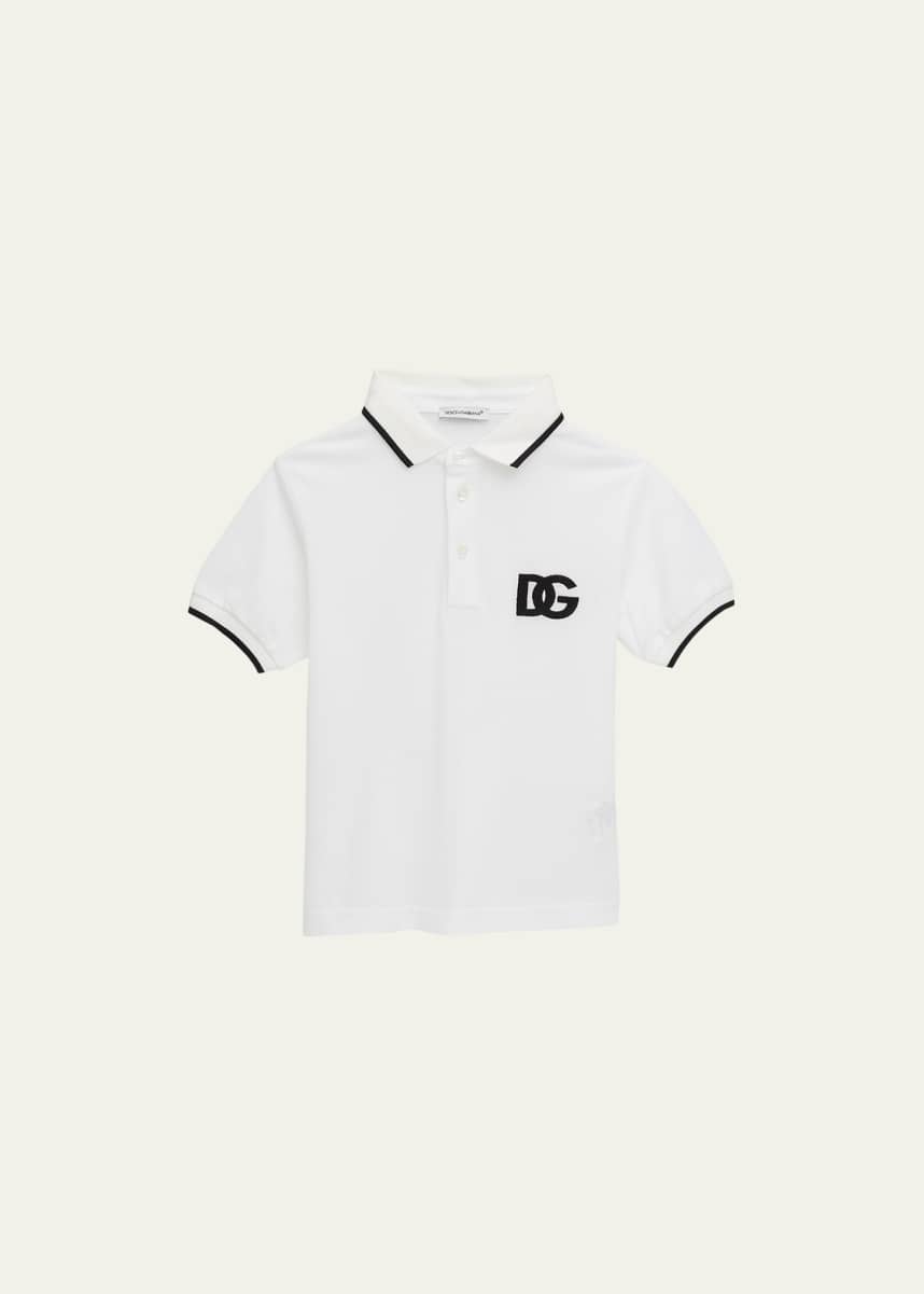Dolce&Gabbana Boy's Piqué Polo Shirt with Logo Embroidery, Size 2-6