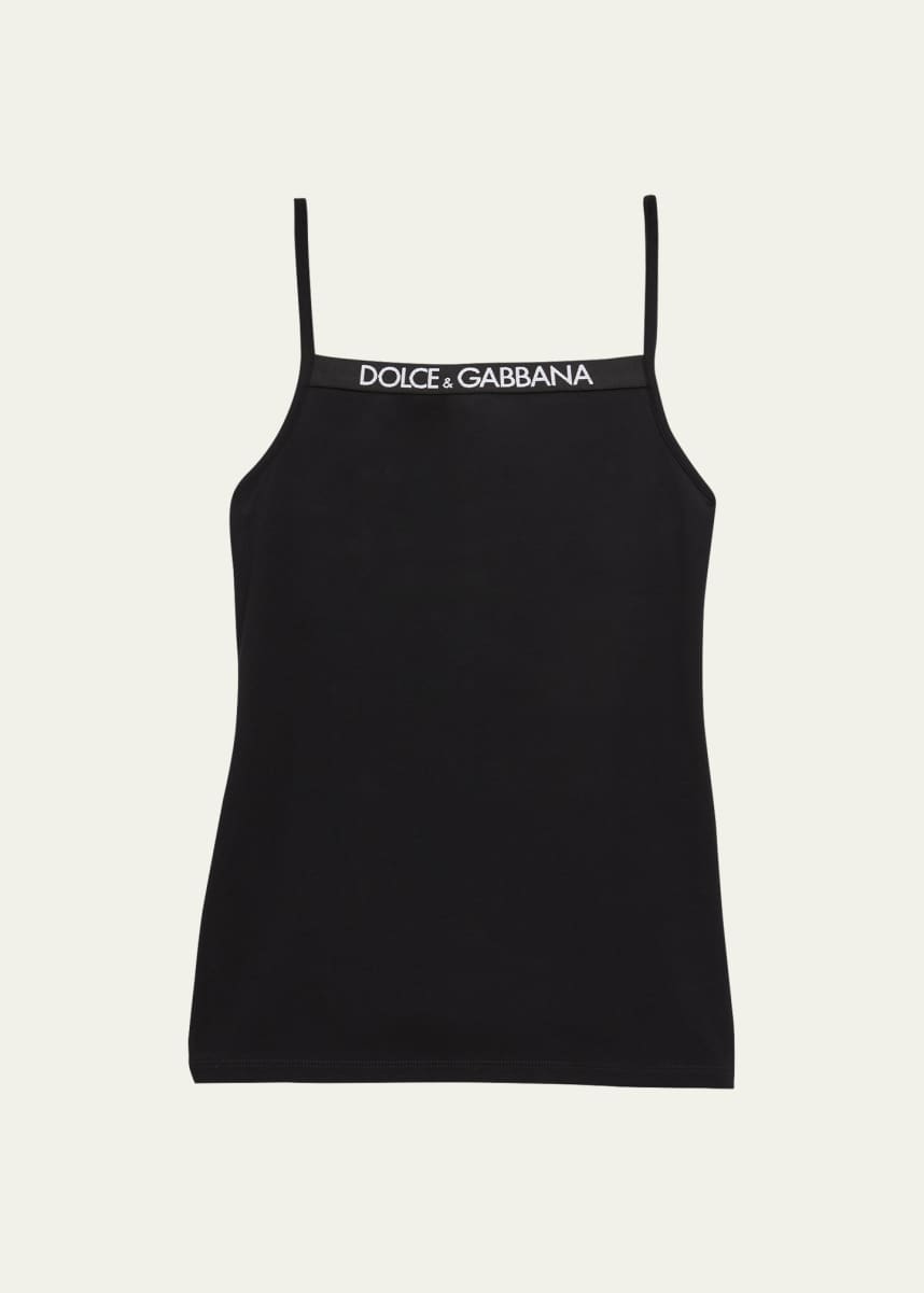 Dolce&Gabbana Girl's Logo-Print Trim Tank Top, Size 4-12