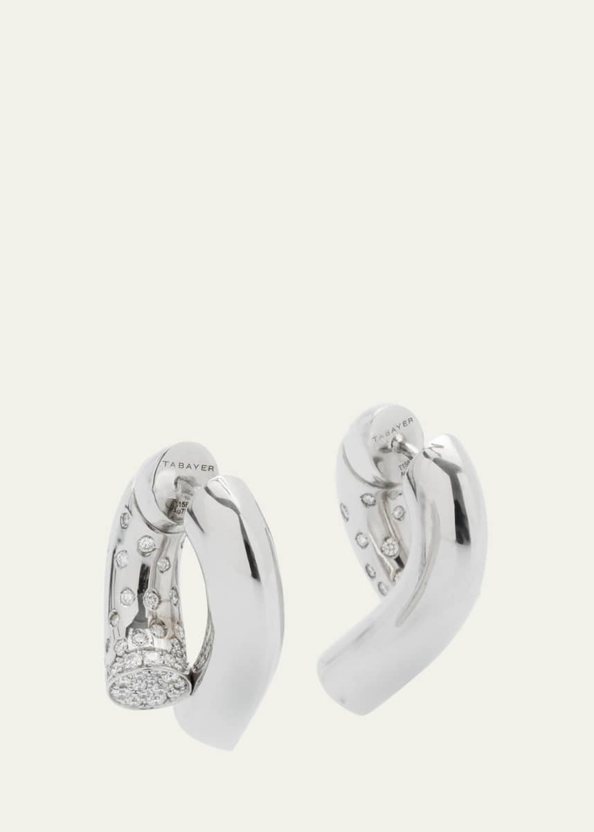 TABAYER 18k Fairmined White Gold Oera Hoop Earrings with Diamonds