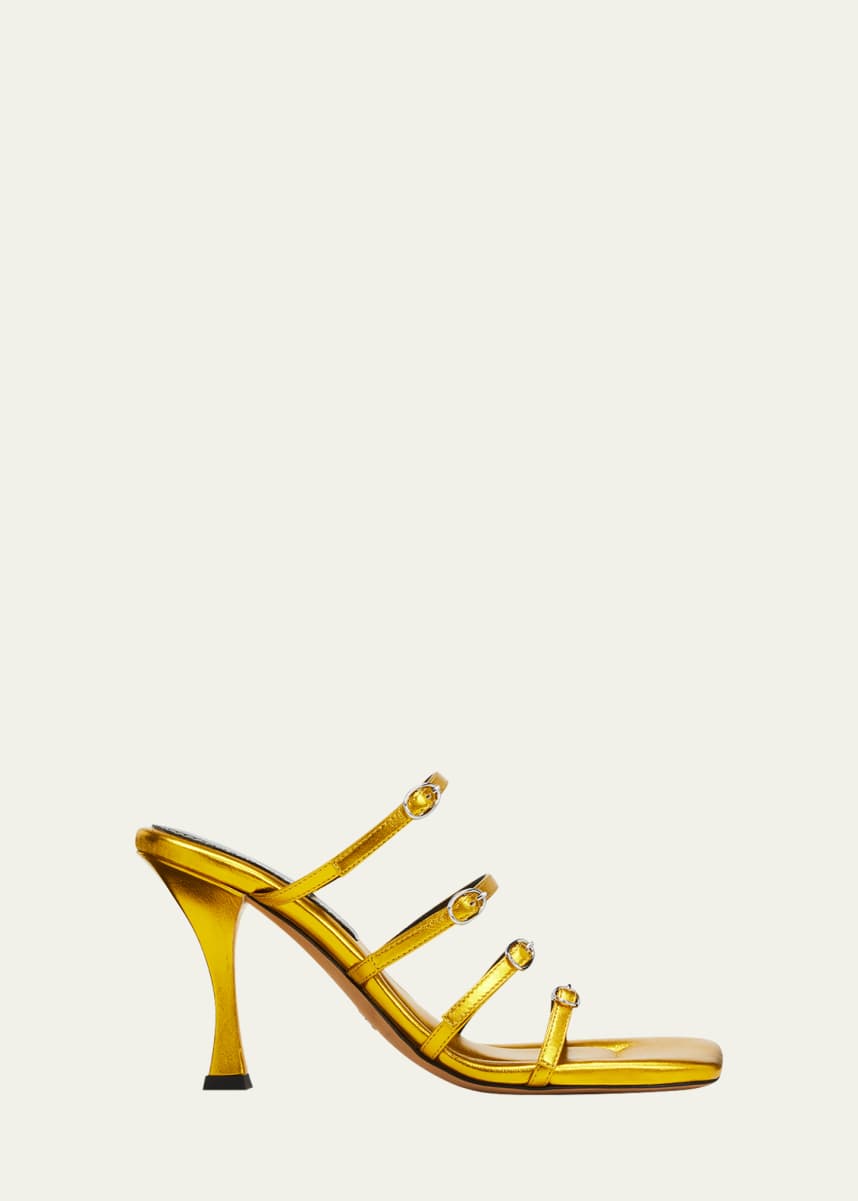 Proenza Schouler Square Metallic Buckle Slide Sandals