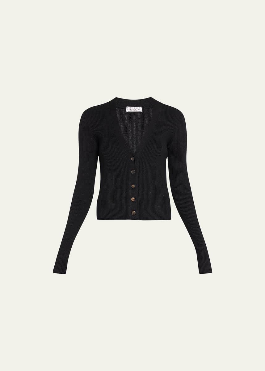 Brunello Cucinelli Cashmere Knit Ribbed Button-Front Cardigan