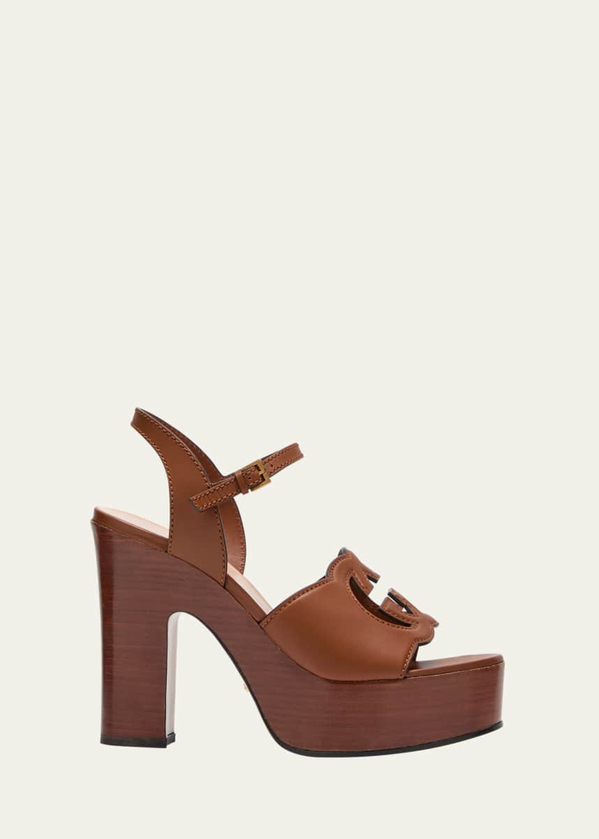 Gucci GG Cutout Ankle-Strap Platform Sandals