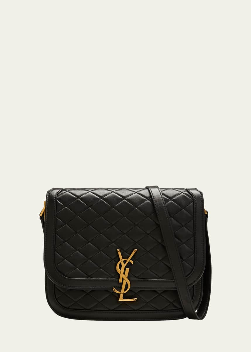 Saint Laurent YSL Triquilted Medium Corduroy Suede Shoulder Bag