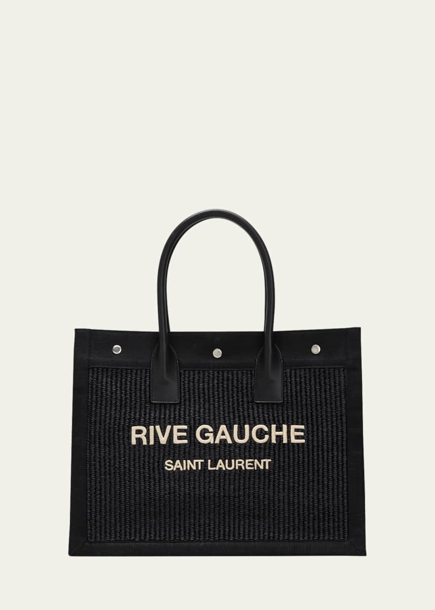 Saint Laurent Rive Gauche Small Tote Bag in Raffia