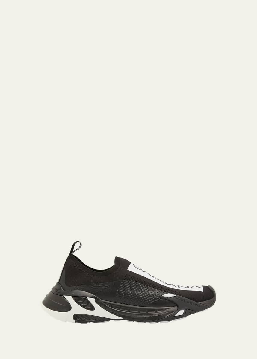 Dolce&Gabbana Men's Fast Logo-Stripe Sock Sneakers