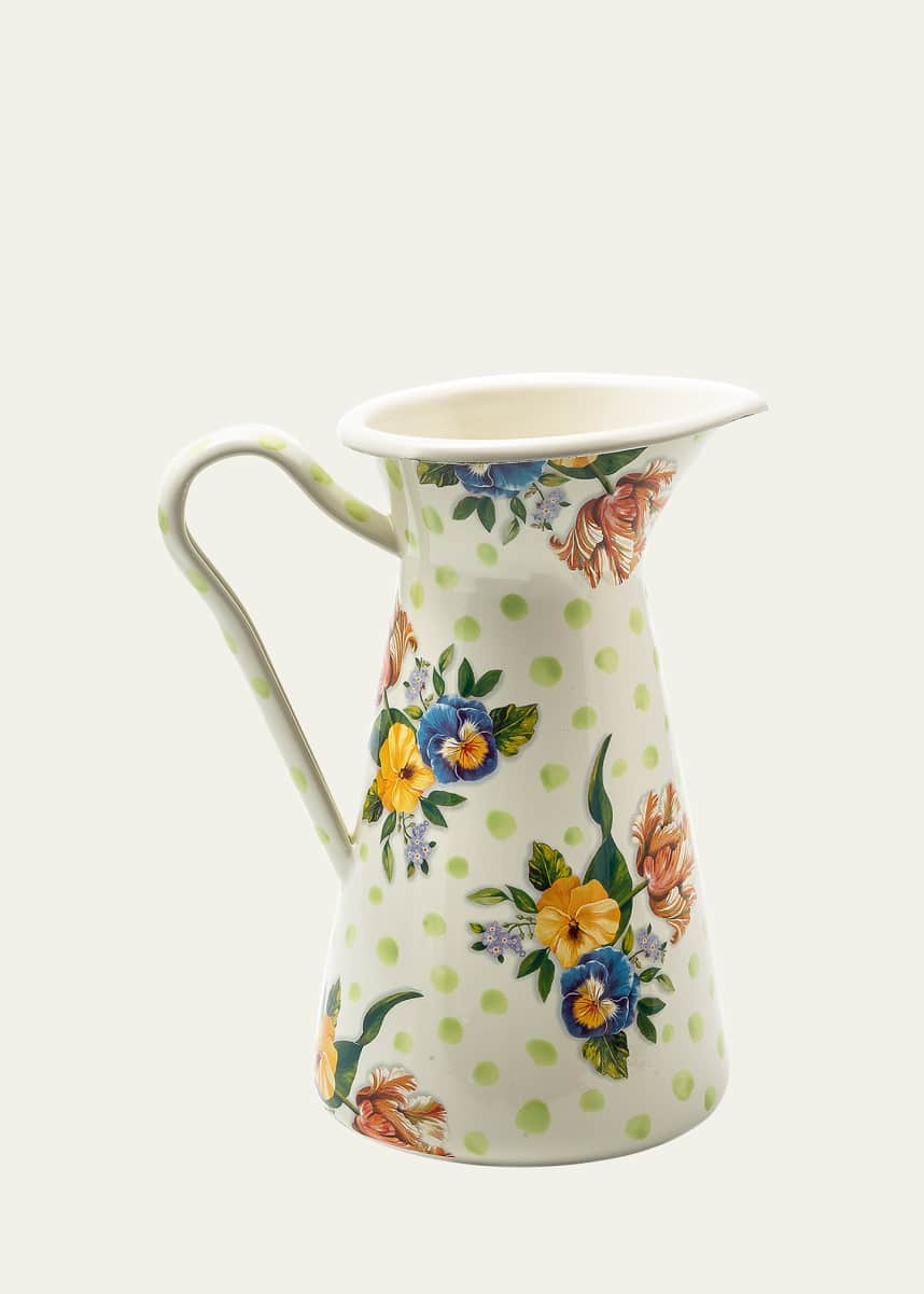 MacKenzie-Childs Wildflowers Enamel Large Practical Pitcher, Green
