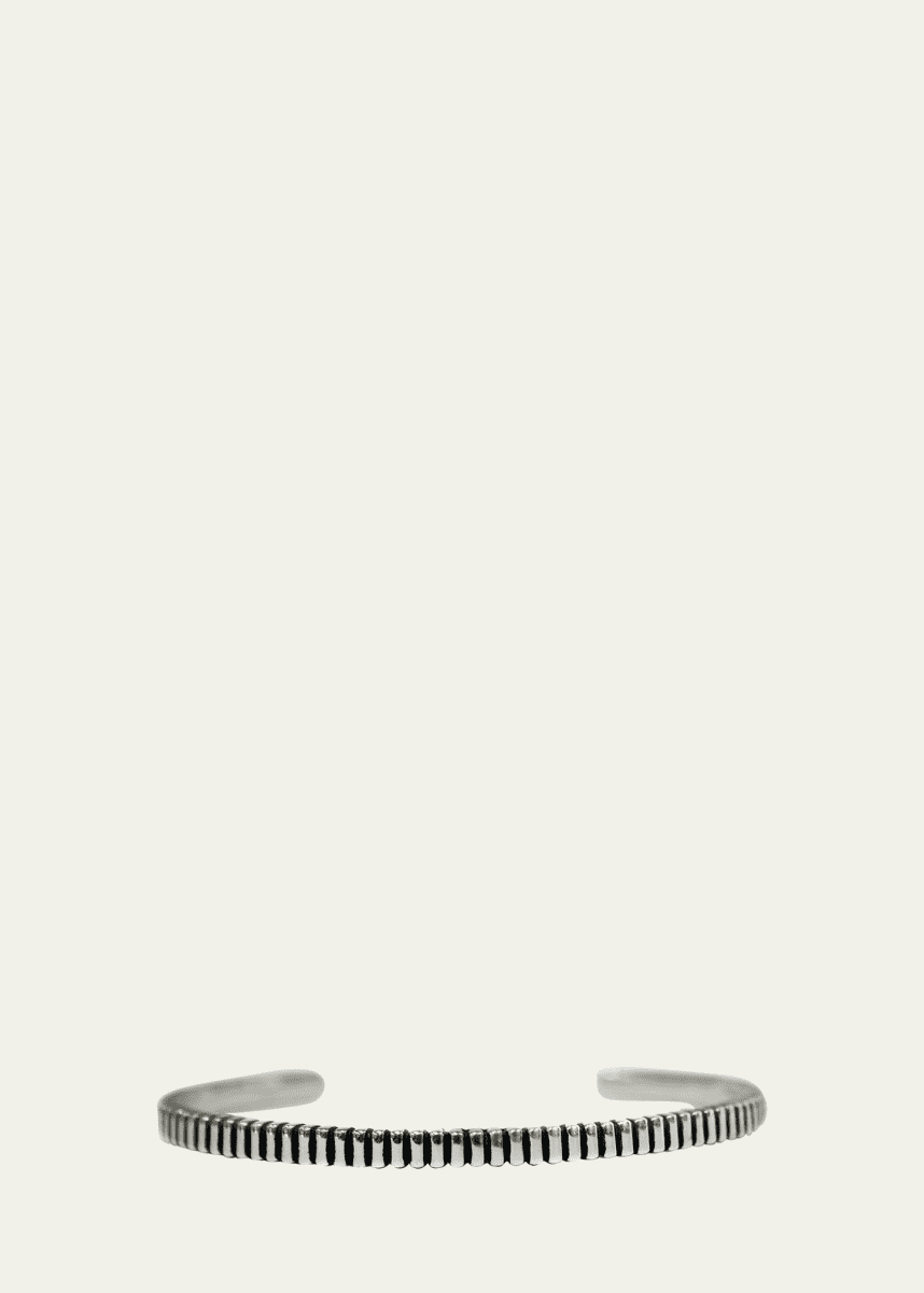 ZADEH Men's Sterling Silver Ribbed Pegasus Cuff Bracelet