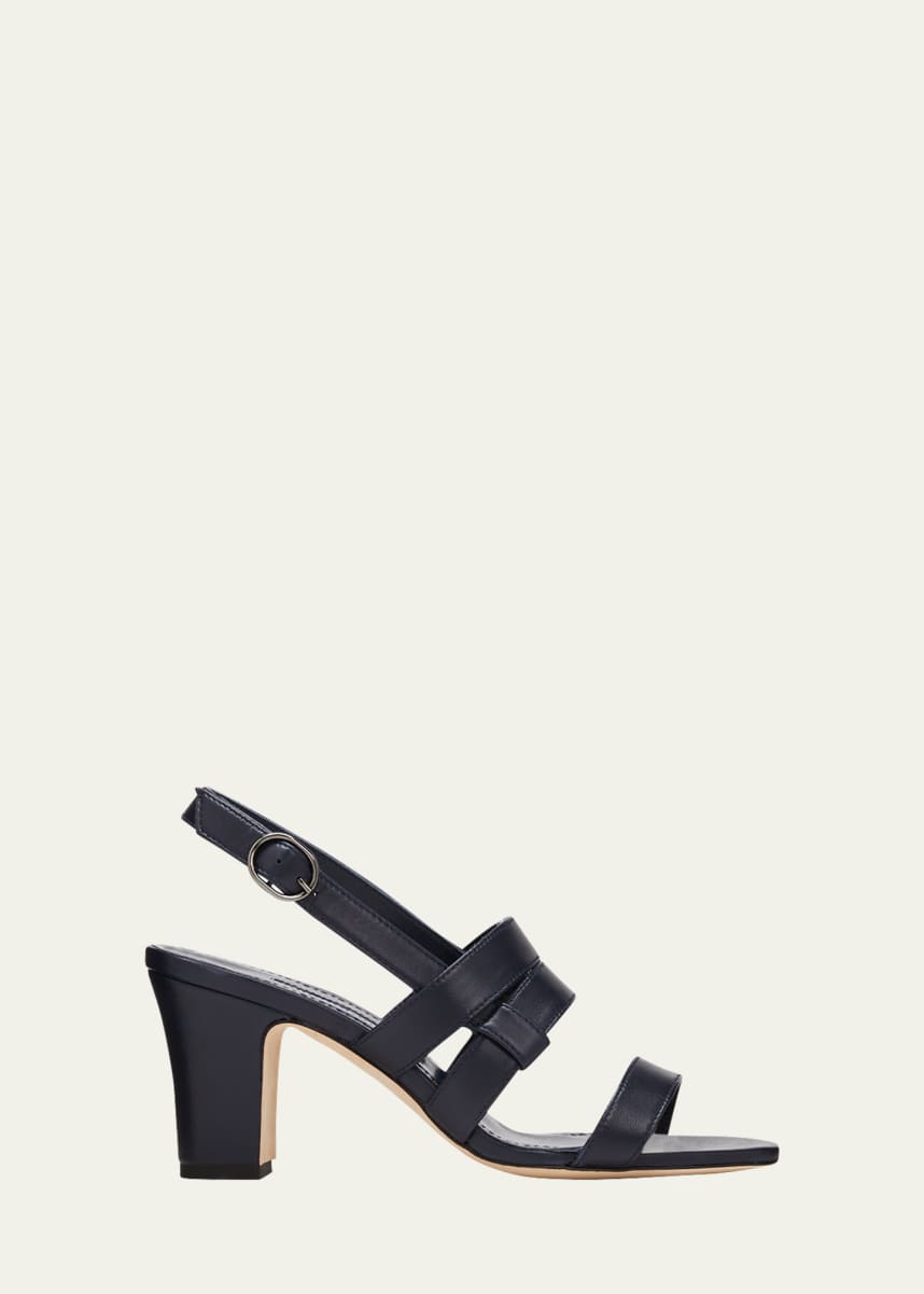 MANOLO BLAHNIK 23.0 ビーチサンダル 本革 黒/ZB297-