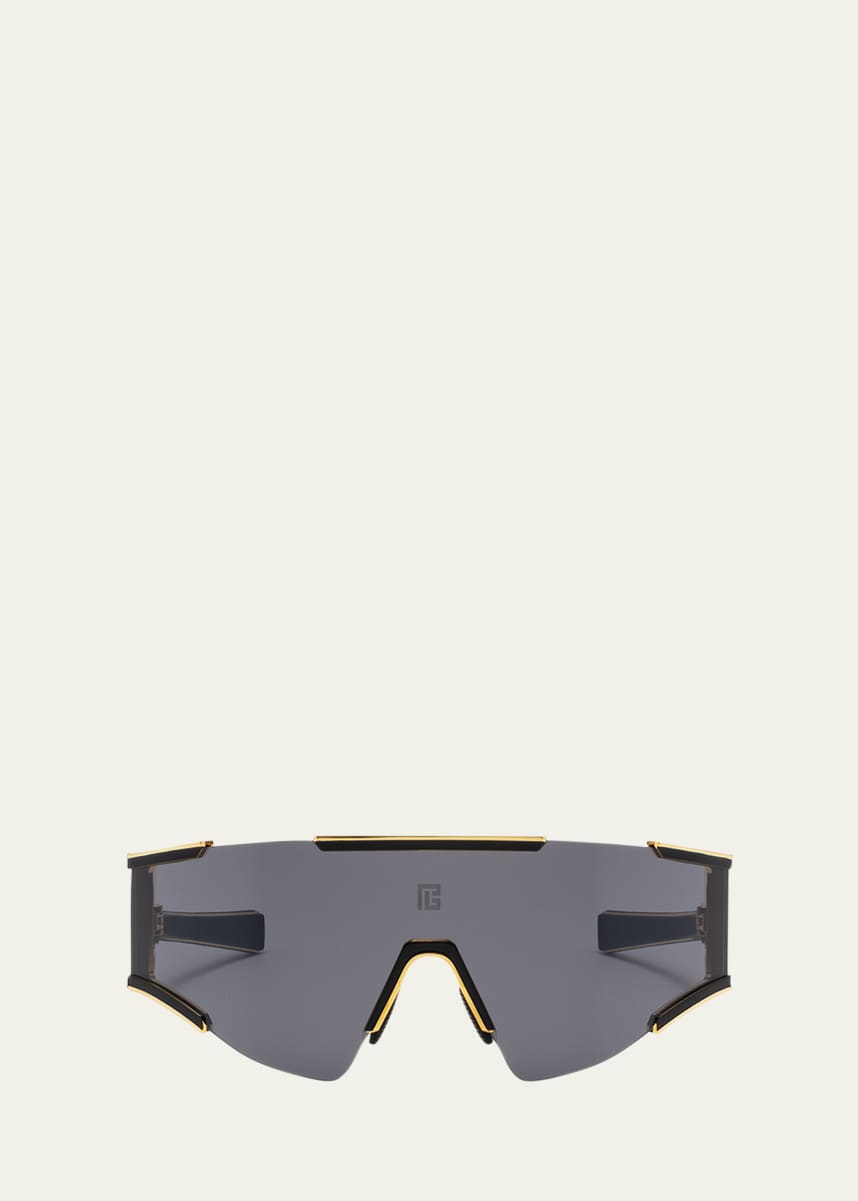 Balmain Logo Acetate & Titanium Shield Sunglasses
