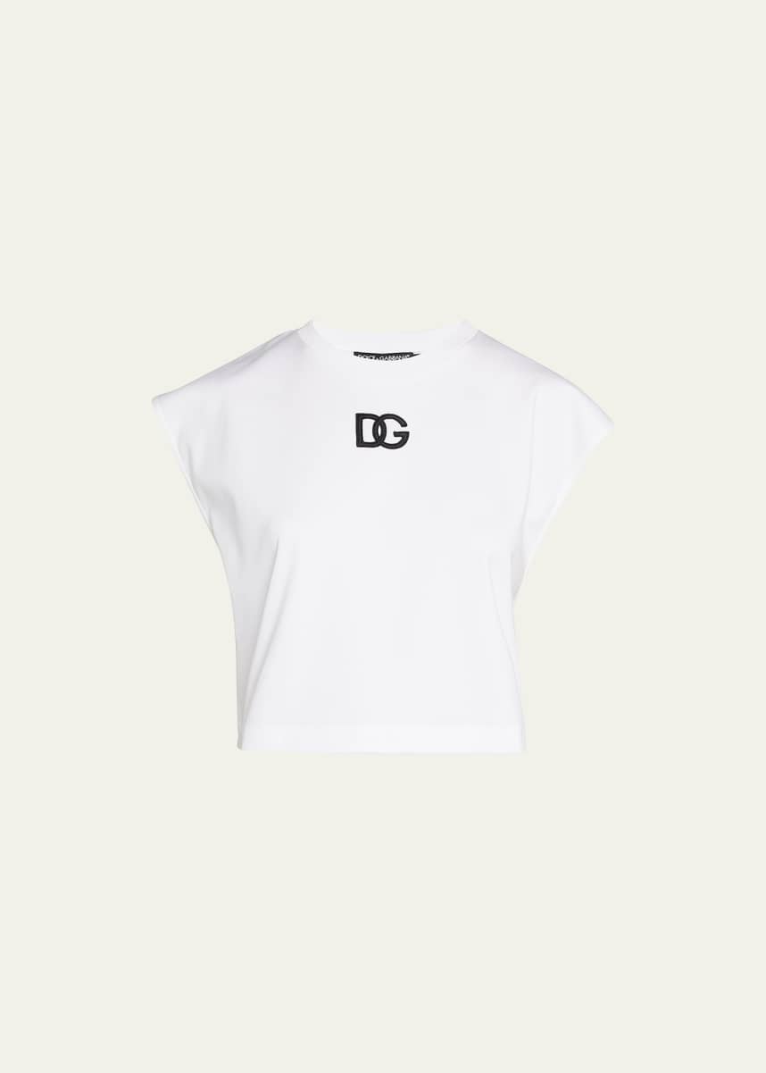 Dolce&Gabbana Interlock Jersey Top With DG Logo Patch