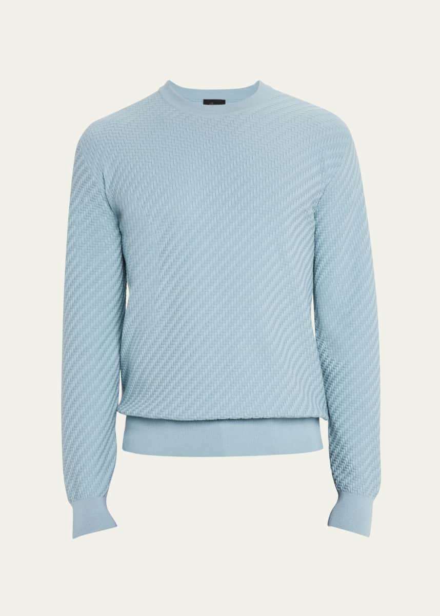 Brioni Men's Basketweave Crew Sweater