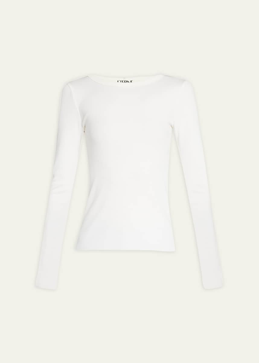 Eterne Long-Sleeve Fitted Crewneck Top