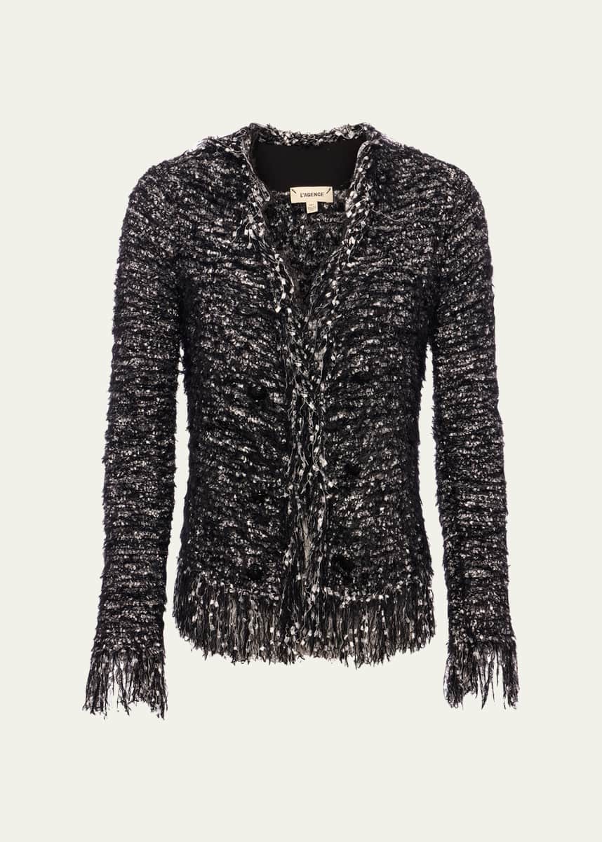 L'Agence Azure Fuzzy Cardigan Blazer