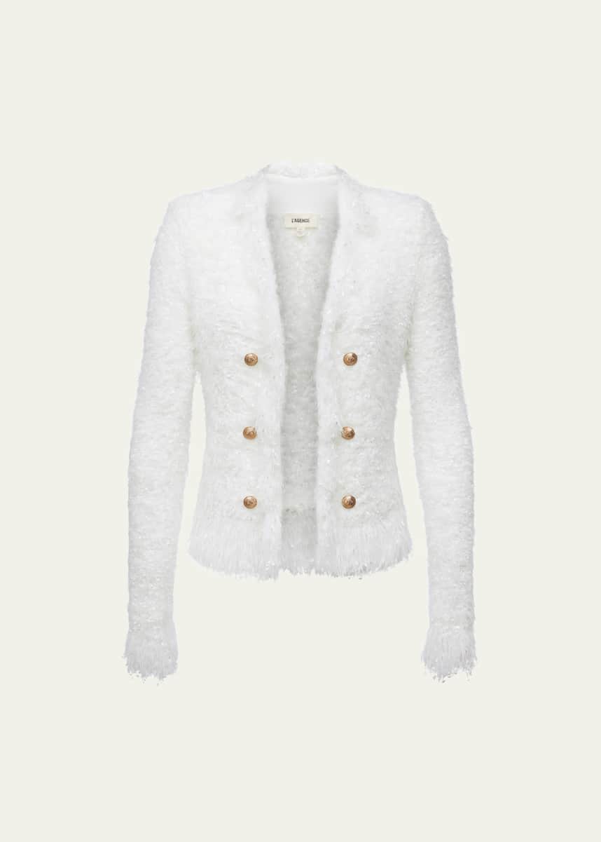 L'Agence Azure Fuzzy Cardigan Blazer