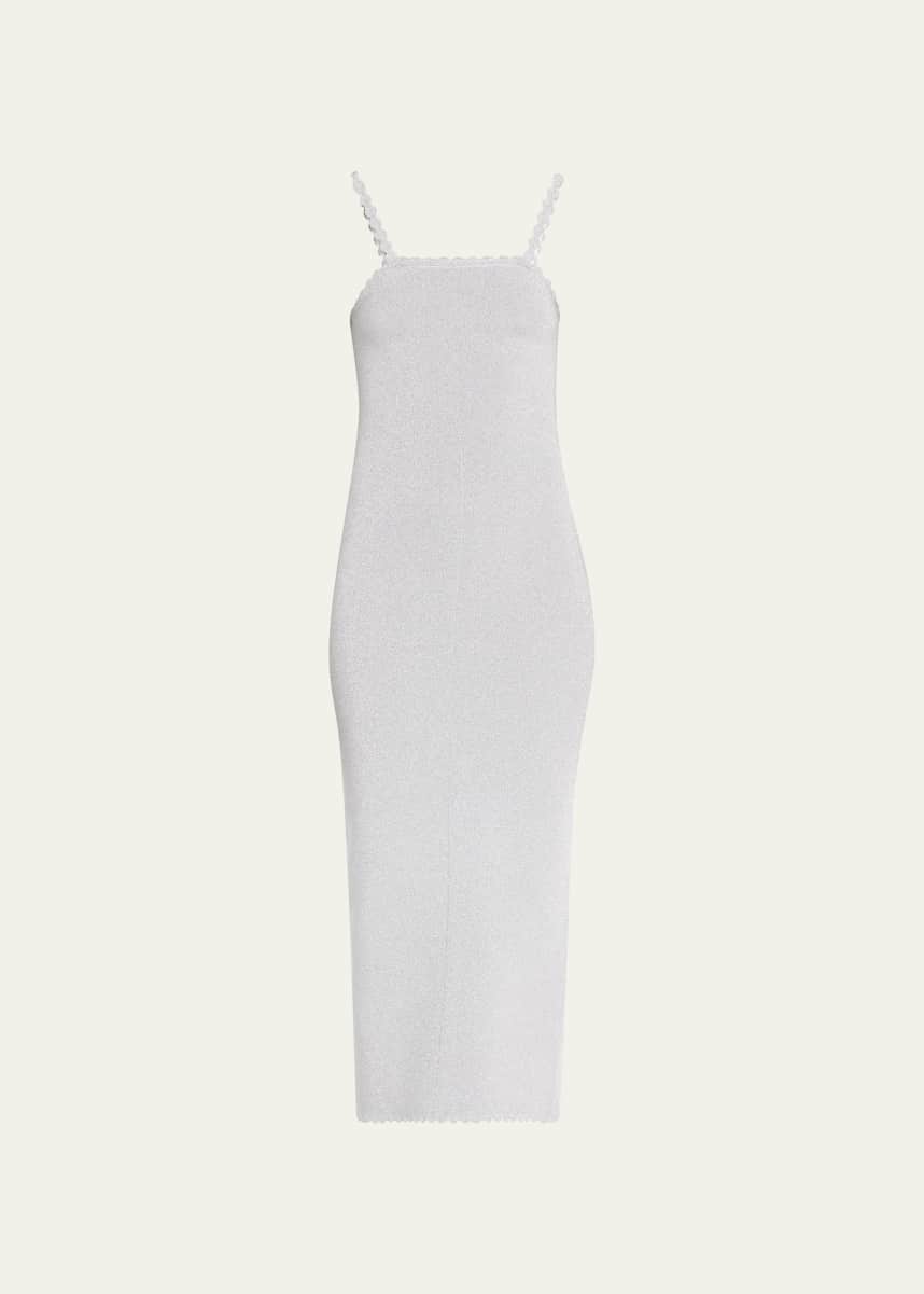 Victoria Beckham Metallic Removable Strap Bandeau Midi Dress