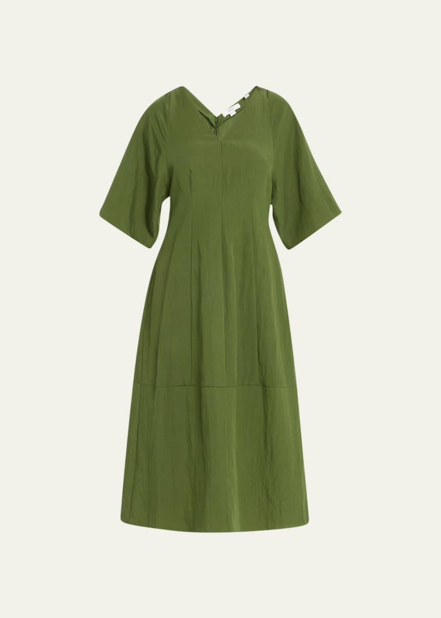 Vince V-Neck Flutter-Sleeve Midi Dress