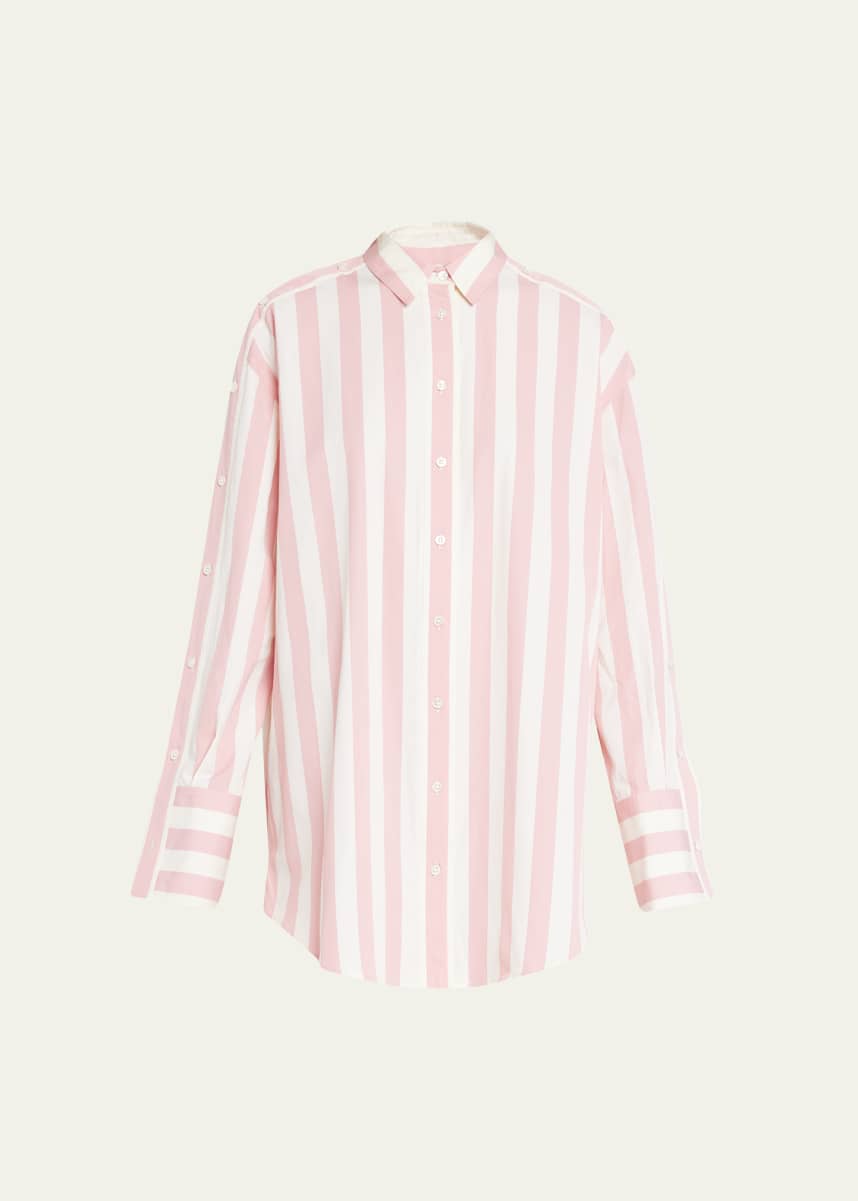 Monse Stripe Tie-Back Mini Shirtdress