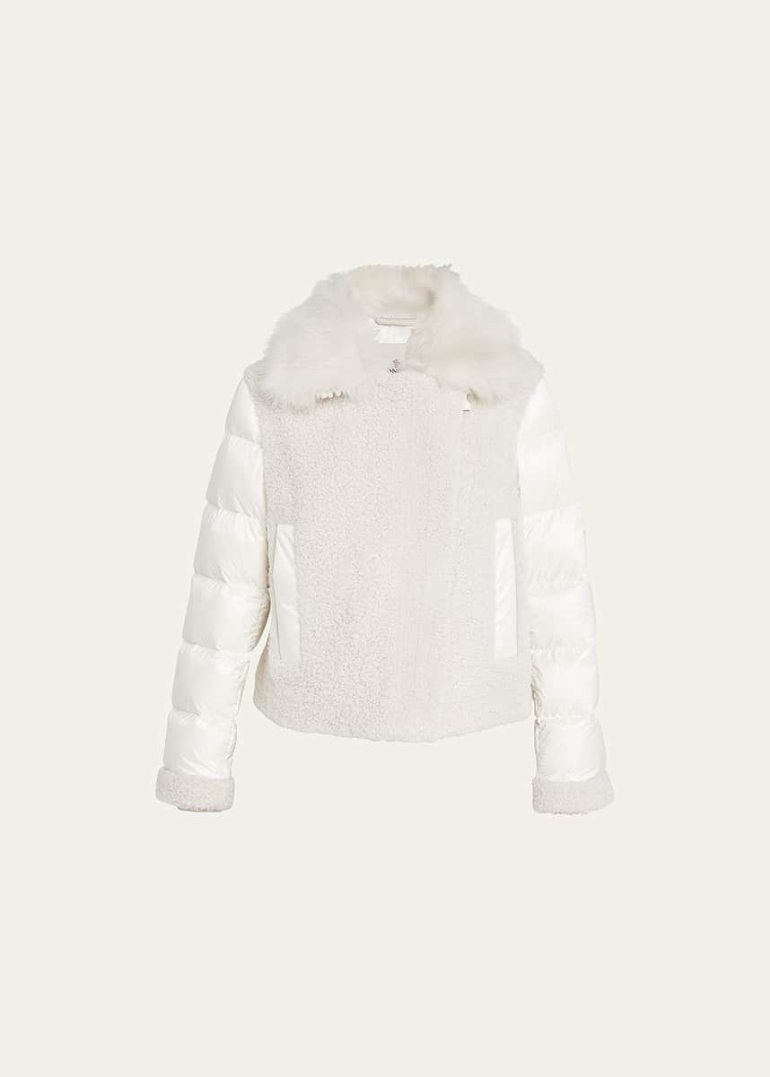 Moncler Turlet Mixed Media Jacket w/ Faux Fur Trim