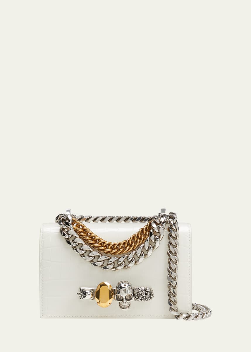 Alexander McQueen Small Skull Spray-Print Chain Shoulder Bag