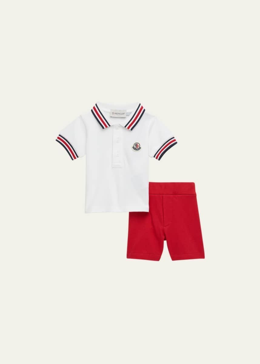 Moncler Boy's Striped Polo Shirt W/ Shorts, Size 12M-3